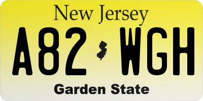 NJ license plate A82WGH