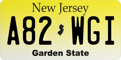 NJ license plate A82WGI