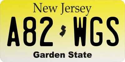 NJ license plate A82WGS