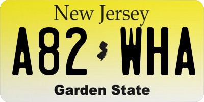NJ license plate A82WHA