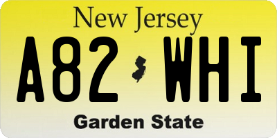 NJ license plate A82WHI