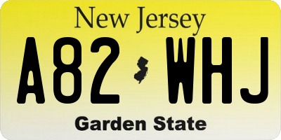 NJ license plate A82WHJ