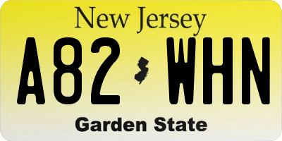 NJ license plate A82WHN