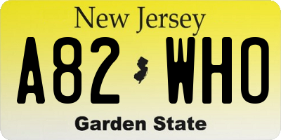 NJ license plate A82WHO
