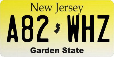 NJ license plate A82WHZ