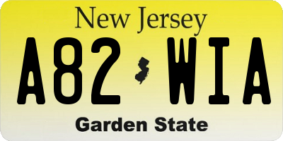 NJ license plate A82WIA
