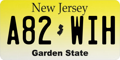 NJ license plate A82WIH