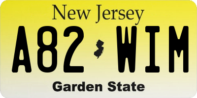 NJ license plate A82WIM