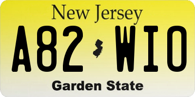 NJ license plate A82WIO