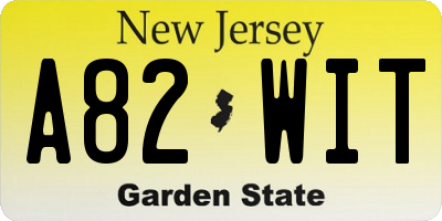 NJ license plate A82WIT