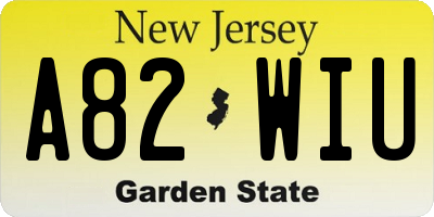 NJ license plate A82WIU