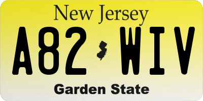 NJ license plate A82WIV