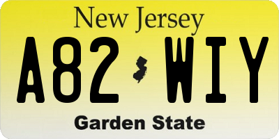 NJ license plate A82WIY