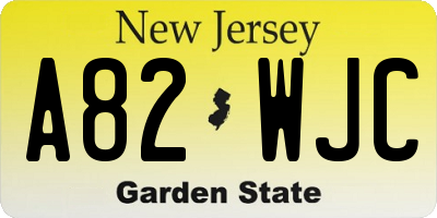 NJ license plate A82WJC