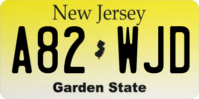 NJ license plate A82WJD