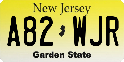NJ license plate A82WJR