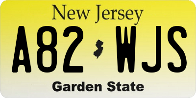 NJ license plate A82WJS