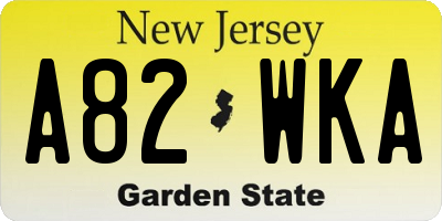 NJ license plate A82WKA