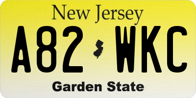 NJ license plate A82WKC