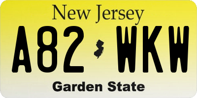 NJ license plate A82WKW