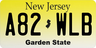 NJ license plate A82WLB