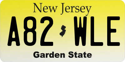 NJ license plate A82WLE