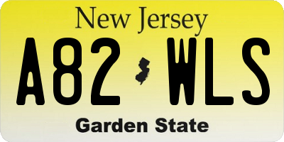 NJ license plate A82WLS