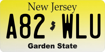 NJ license plate A82WLU