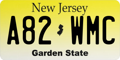NJ license plate A82WMC
