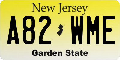 NJ license plate A82WME