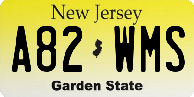 NJ license plate A82WMS