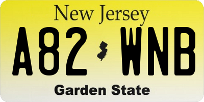 NJ license plate A82WNB