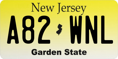 NJ license plate A82WNL