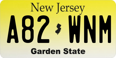 NJ license plate A82WNM