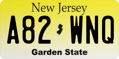 NJ license plate A82WNQ