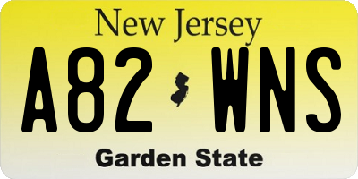 NJ license plate A82WNS