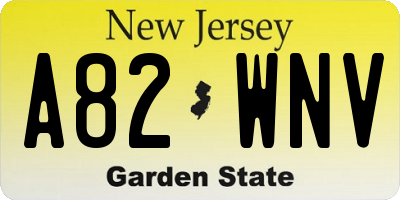 NJ license plate A82WNV