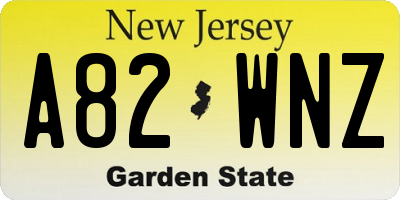 NJ license plate A82WNZ