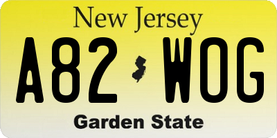 NJ license plate A82WOG