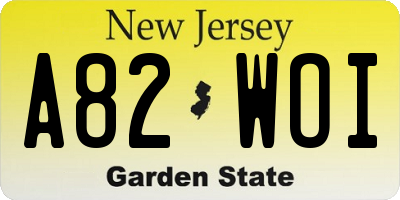 NJ license plate A82WOI