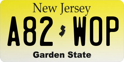 NJ license plate A82WOP