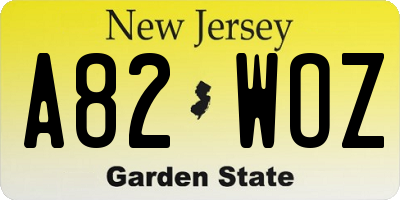 NJ license plate A82WOZ