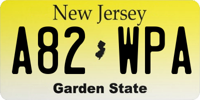 NJ license plate A82WPA