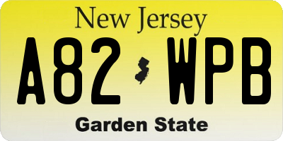 NJ license plate A82WPB