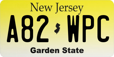 NJ license plate A82WPC