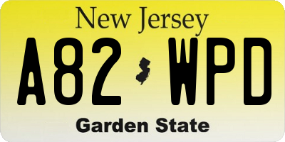 NJ license plate A82WPD