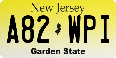 NJ license plate A82WPI