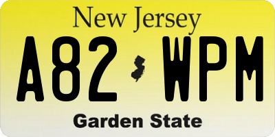 NJ license plate A82WPM