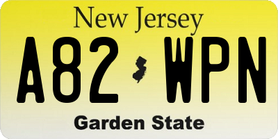NJ license plate A82WPN