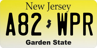 NJ license plate A82WPR
